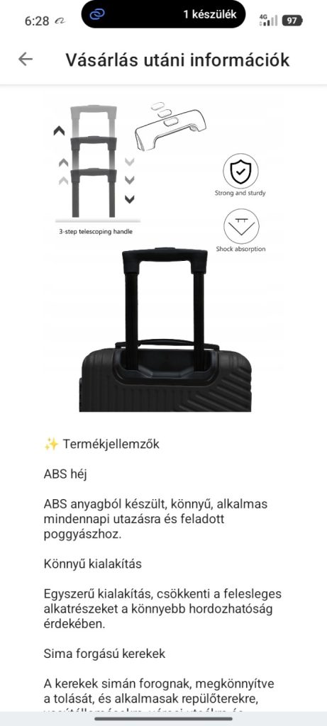 a-A806 bőrönd jellemzői