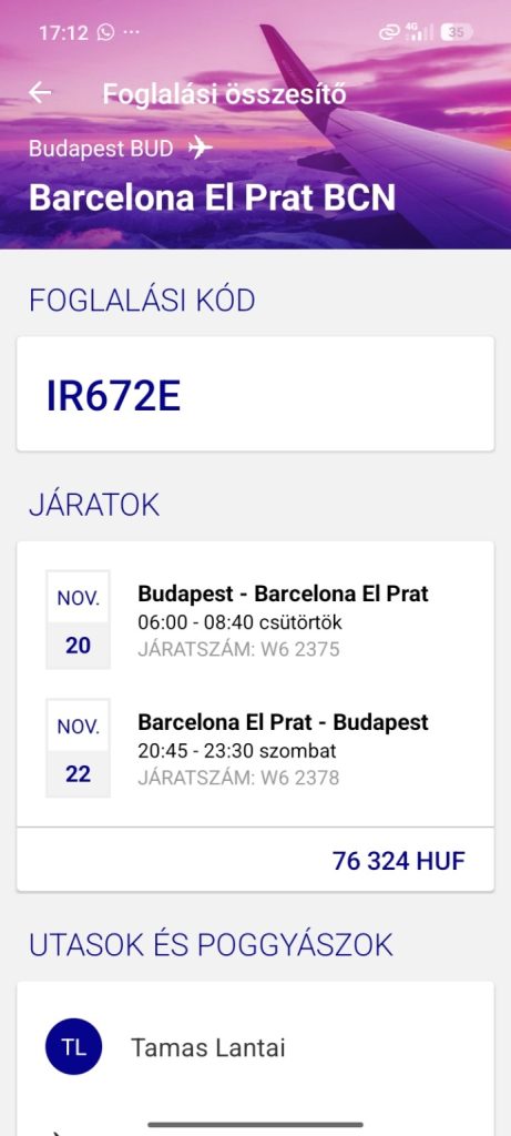 Budapest Barcelona repülőjegy foglalás