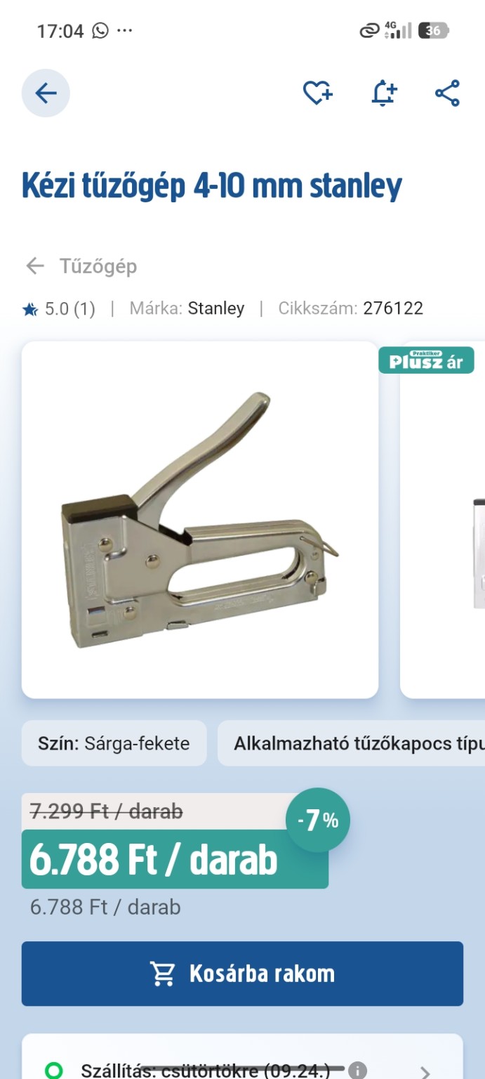 Stanley TR45 kézi tűzőgép